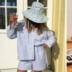 Djerf Avenue blue stripe organic cotton Set